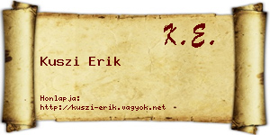 Kuszi Erik névjegykártya